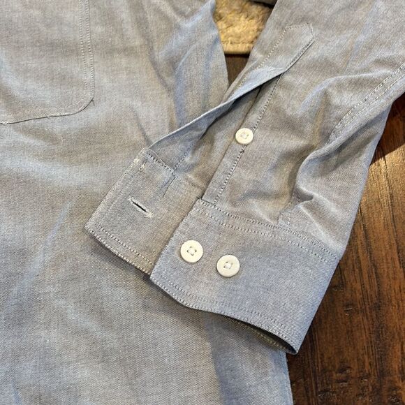 Long Sleeve Button Down Harley-Davidson Shirt Size M in EUC light grey is blue - Picture 5 of 8